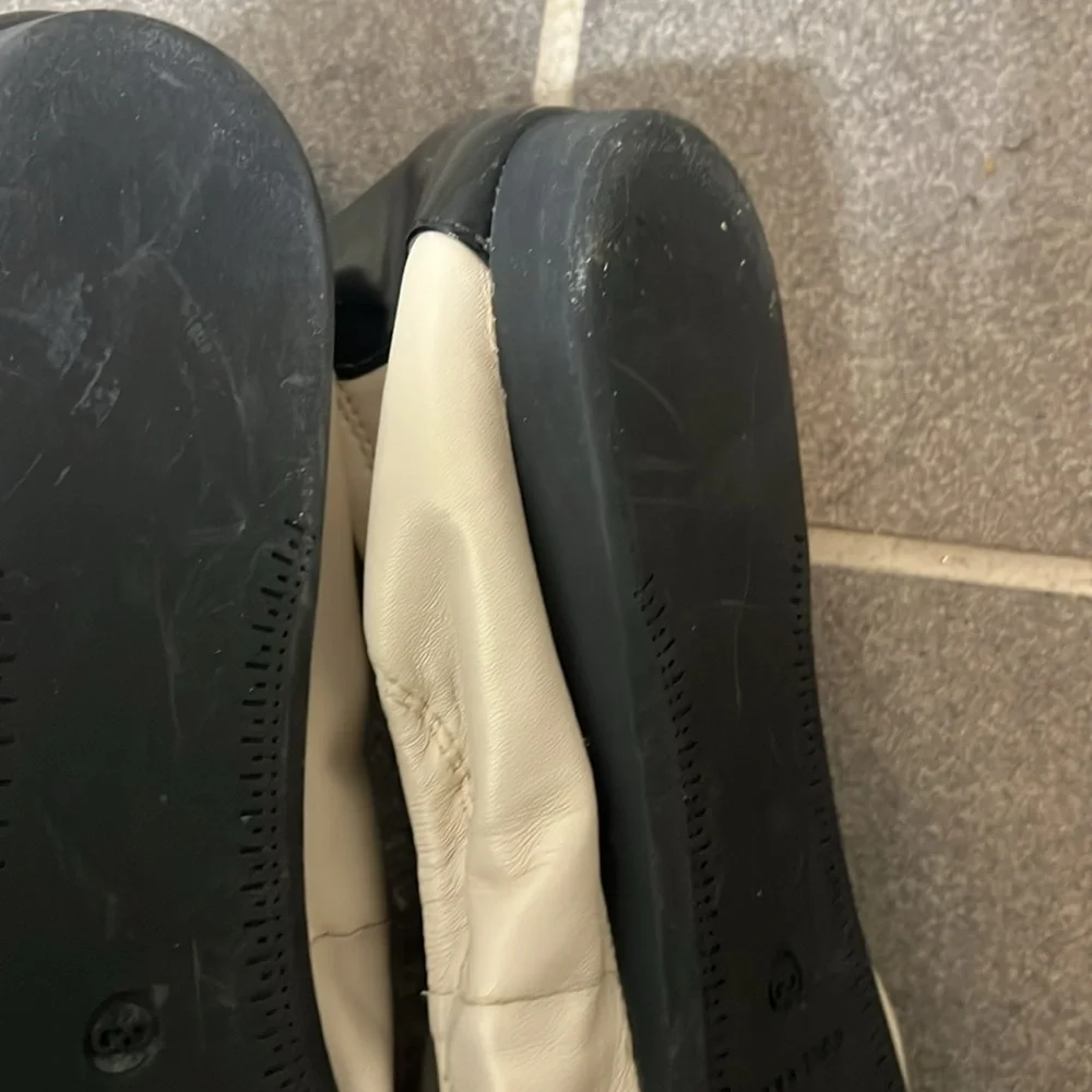 Cole Haan Ballet Flats Size 10 Black and Cream Leather